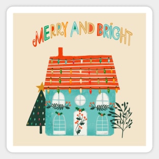 Christmas house merry and Bright Magnet